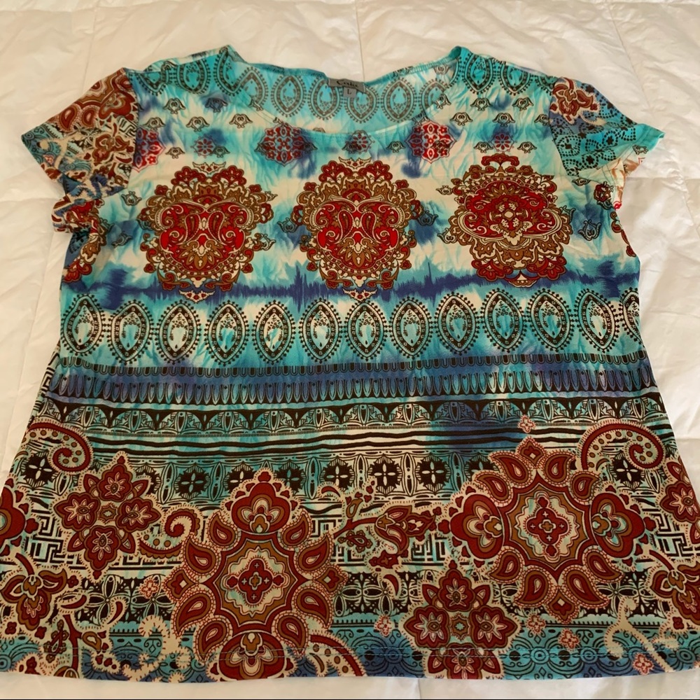 Caia Indian-Inspired Pattern Blouse L